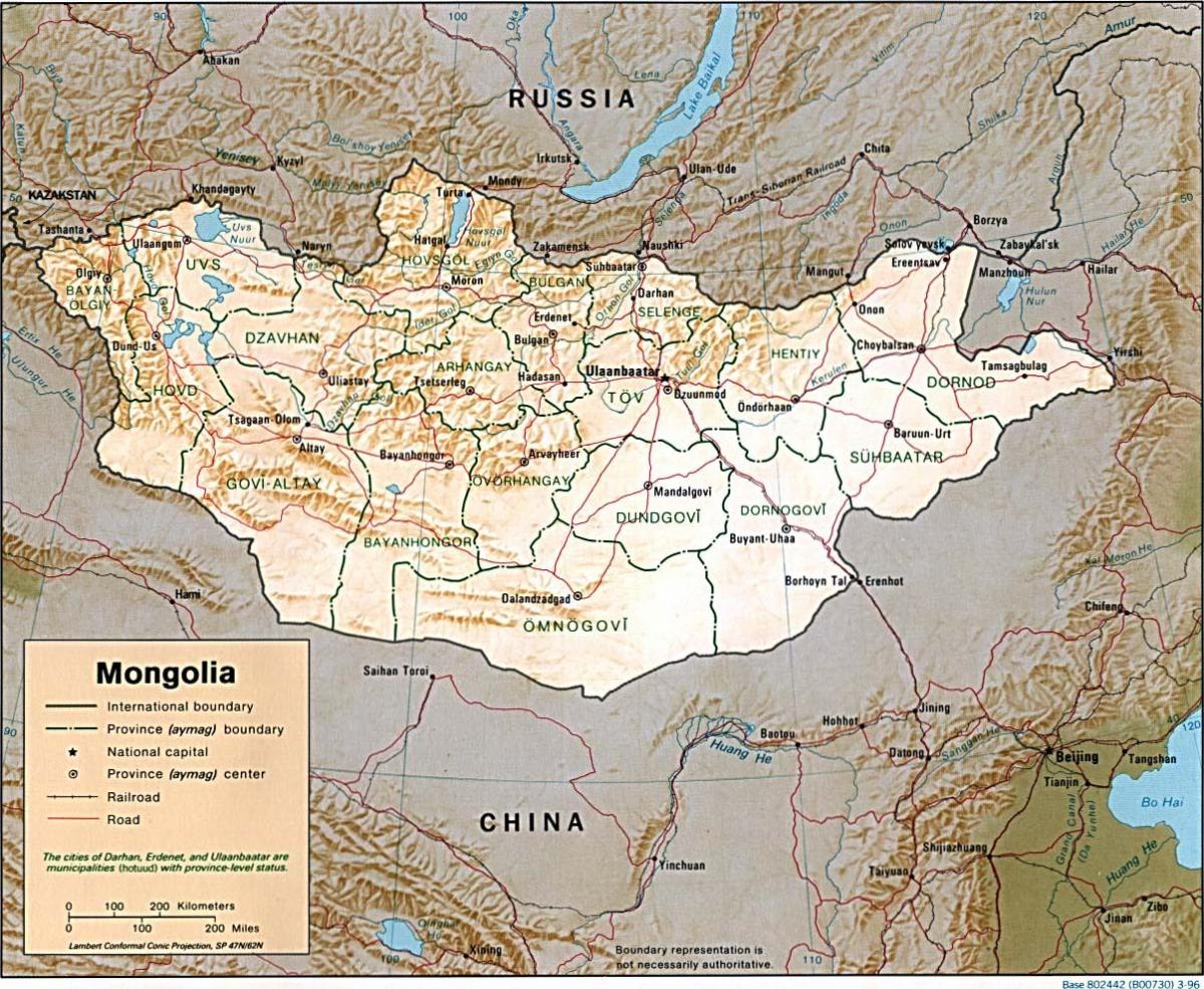 Mongolia ya kijiografia ramani