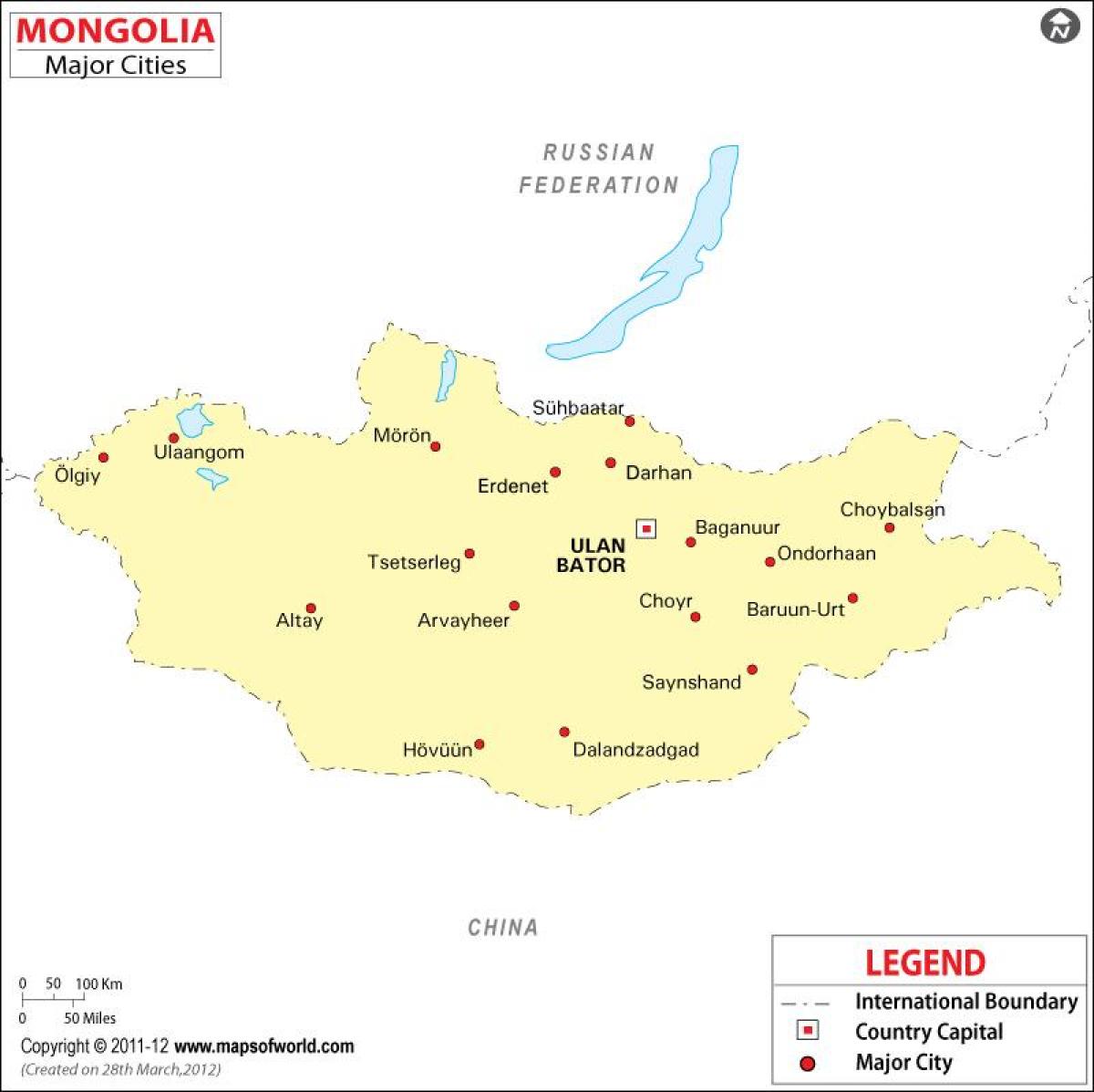Mongolia ramani na miji