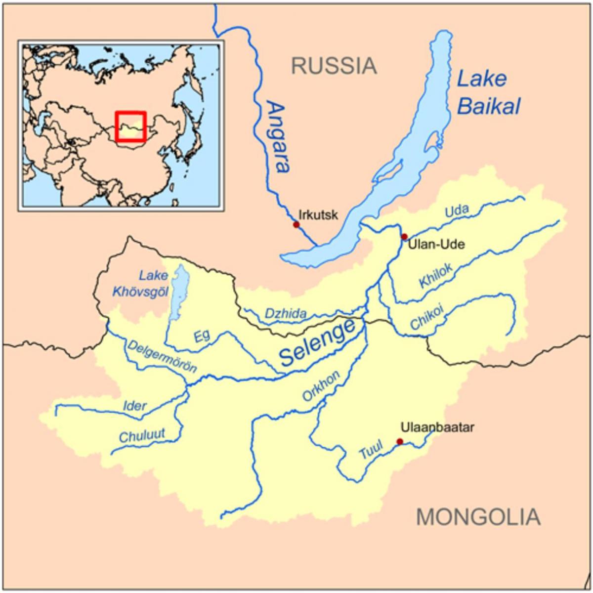 ramani ya Mongolia mto