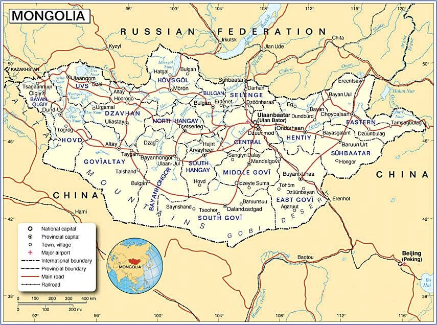 Mongolia ramani ya utalii